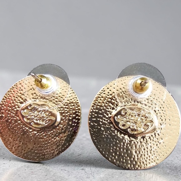 Stunning Kirk's Folly Teal Moon Face Stud Earrings 3/4" Gold Tone Celestial NEW - Picture 4 of 5